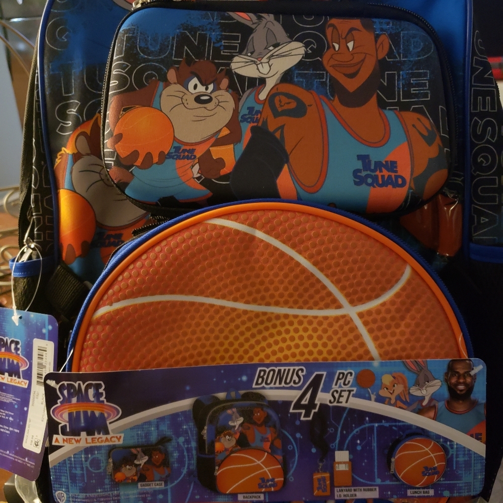 Space Jam Tune Squad Backpack w/ lunch Bag set 4pc